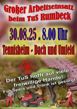 Großer Arbeitseinsatz beim TuS Rumbeck - Sportanlage und Tennisheim