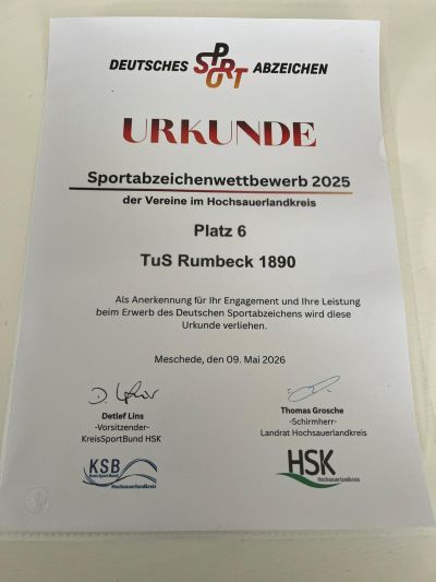 Rumbeck unter den Topvereinen bei den Sportabzeichen 2026