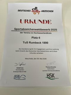 Rumbeck unter den Topvereinen bei den Sportabzeichen 2026