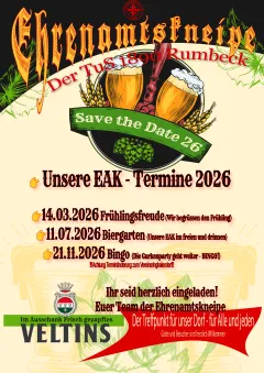 Termine und Mottos für die Ehrenamtskneipe 2026 stehen fest