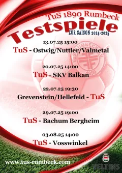 Erste Mannschaft des TuS Rumbeck mit Testspielen gegen starke Gegner